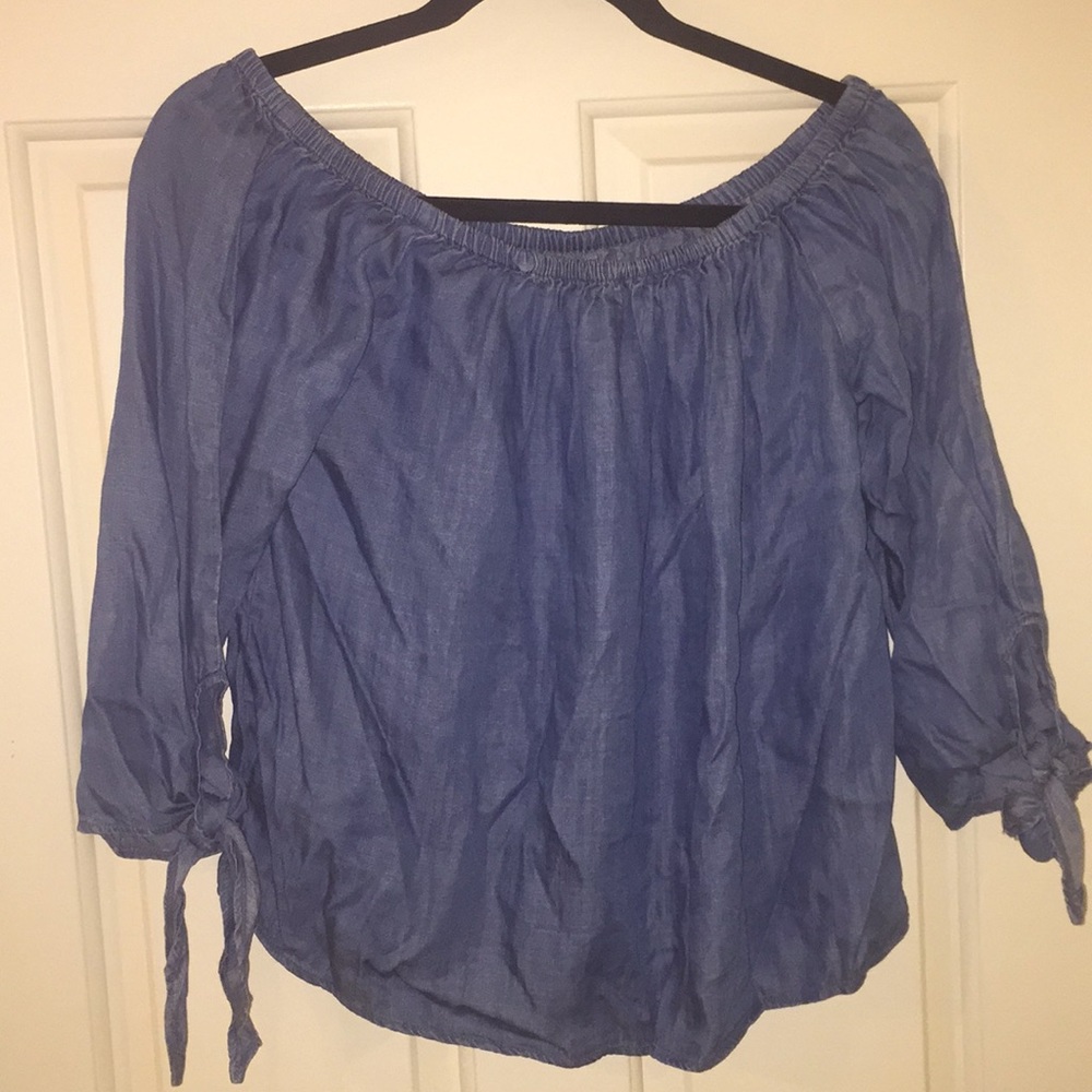 off the shoulder denim top!